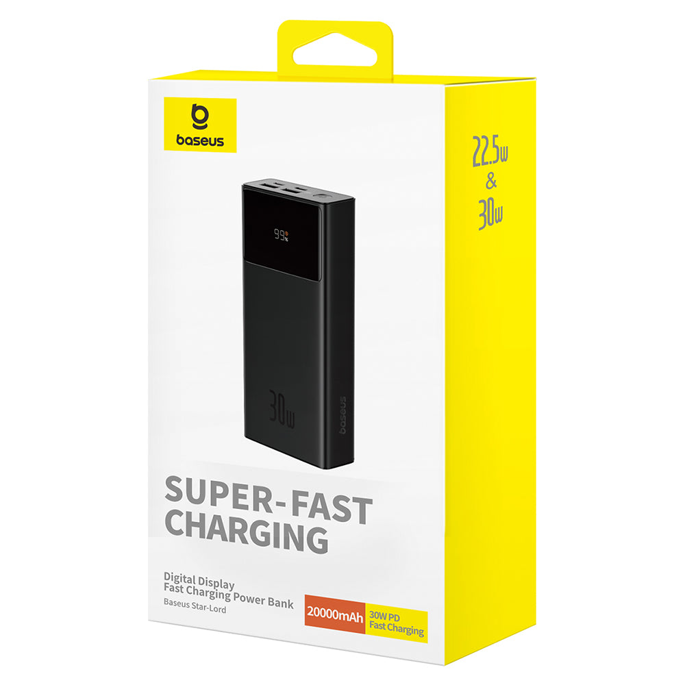 Eksterna baterija Baseus Star Lord, 20000mAh, 30W, QC + PD, 1 x USB-C - 2 x USB-A, Crna P10022904113-00