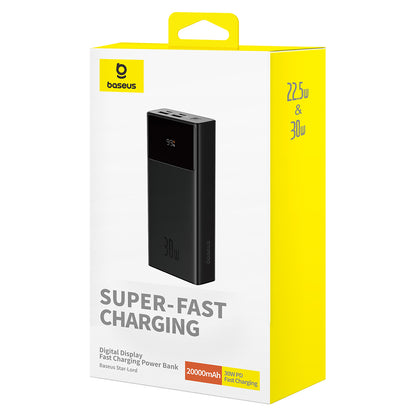 Eksterna baterija Baseus Star Lord, 20000mAh, 30W, QC + PD, 1 x USB-C - 2 x USB-A, Crna P10022904113-00