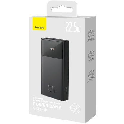 Eksterna baterija Baseus Star Lord, 20000mAh, 22.5W, QC + PD, 1 x USB-C - 2 x USB-A, Crna PPXJ080001