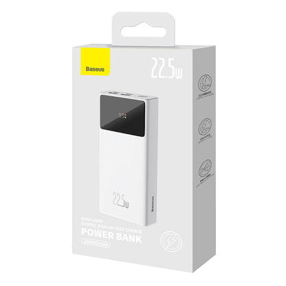 Eksterna baterija Baseus Star Lord, 20000mAh, 22.5W, QC + PD, 1 x USB-C - 2 x USB-A, Bela PPXJ080002