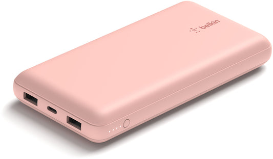 Eksterni punjač Belkin BoostCharge, 20000mAh, 15W, 1 x USB-C - 2 x USB-A, Roze Zlatna BPB012btRG