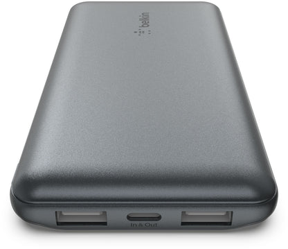 Eksterna baterija Belkin BoostCharge, 10000mAh, 15W, 1 x USB-C - 2 x USB-A, Siva BPB011btGY