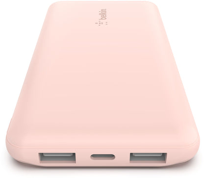 Eksterni punjač Belkin BoostCharge, 10000mAh, 15W, 1 x USB-C - 2 x USB-A, Roze BPB011btRG