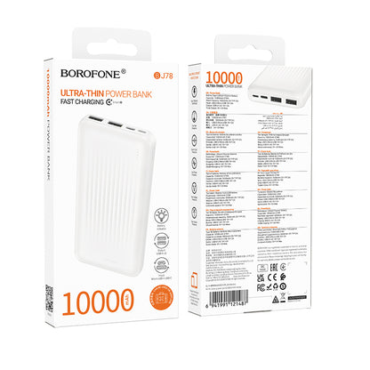 Eksterna baterija Borofone BJ78 Clever, 10000mAh, 10W, 2 x USB-A, Bela