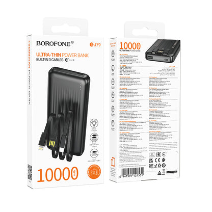 Spoljna baterija Borofone BJ79 Clever, 10000mAh, 10W, 1 x Lightning - 1 x USB-A - 1 x USB-C, Crna