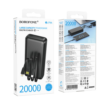 Spoljna baterija Borofone BJ79 Clever, 20000mAh, 10W, 1 x Lightning - 1 x USB-A - 1 x USB-C, Crna