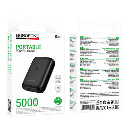 Eksterna baterija Borofone BJ81 Stability, 5000mAh, 10W, 1 x USB-A, Crna