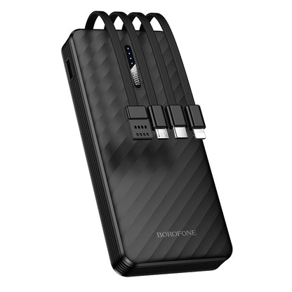 Eksterna baterija Borofone BJ84 Smooth, 10000mAh, 10W, 1 x Lightning - 1 x microUSB - 1 x USB-A - 1 x USB-C, Crna