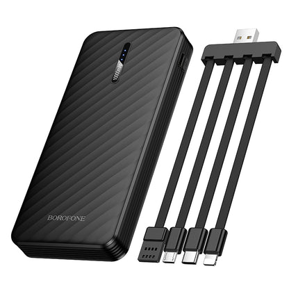 Eksterna baterija Borofone BJ84 Smooth, 10000mAh, 10W, 1 x Lightning - 1 x microUSB - 1 x USB-A - 1 x USB-C, Crna