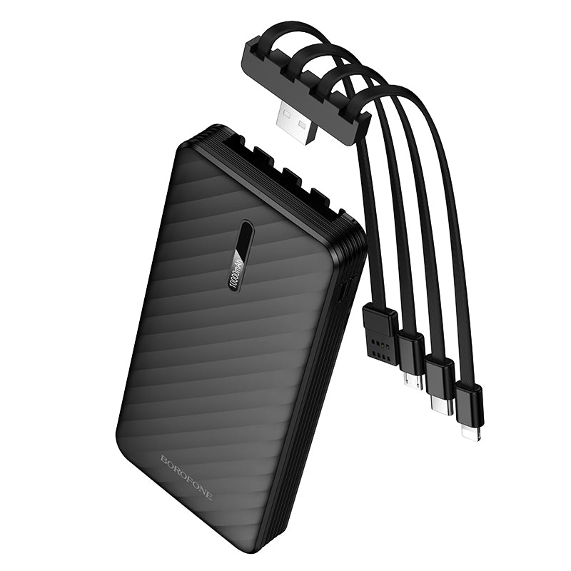 Eksterna baterija Borofone BJ84 Smooth, 10000mAh, 10W, 1 x Lightning - 1 x microUSB - 1 x USB-A - 1 x USB-C, Crna