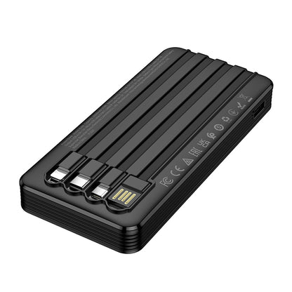 Eksterna baterija Borofone BJ84 Smooth, 10000mAh, 10W, 1 x Lightning - 1 x microUSB - 1 x USB-A - 1 x USB-C, Crna