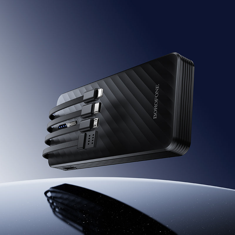 Eksterna baterija Borofone BJ84 Smooth, 10000mAh, 10W, 1 x Lightning - 1 x microUSB - 1 x USB-A - 1 x USB-C, Crna