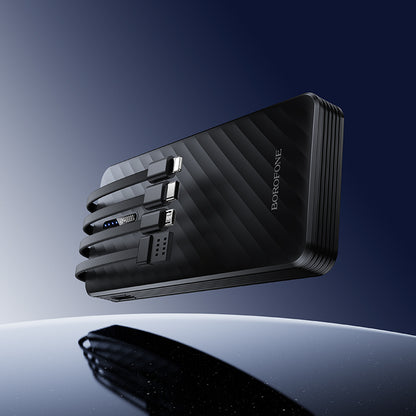 Eksterna baterija Borofone BJ84 Smooth, 10000mAh, 10W, 1 x Lightning - 1 x microUSB - 1 x USB-A - 1 x USB-C, Crna