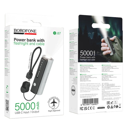 Eksterna baterija Borofone BJ87 Star, 5000mAh, 10W, 1 x USB-C, Siva