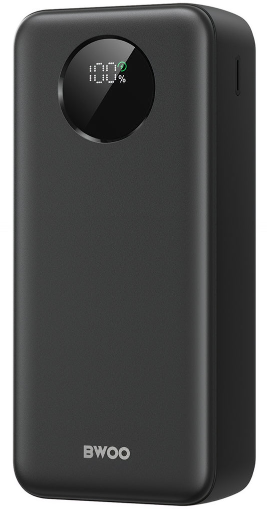 Eksterna baterija BWOO BO-P64, 30000mAh, 22.5W, QC + PD, 1 x USB-C - 2 x USB-A, Crna