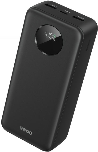 Eksterna baterija BWOO BO-P64, 30000mAh, 22.5W, QC + PD, 1 x USB-C - 2 x USB-A, Crna