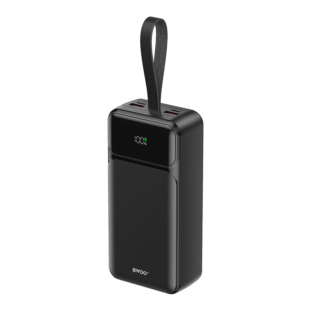Eksterna baterija BWOO BO-P66, 30000mAh, 65W, QC + PD, 1 x USB-C - 2 x USB-A, Crna