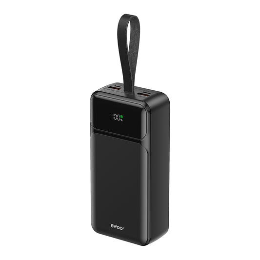 Eksterna baterija BWOO BO-P66, 30000mAh, 65W, QC + PD, 1 x USB-C - 2 x USB-A, Crna