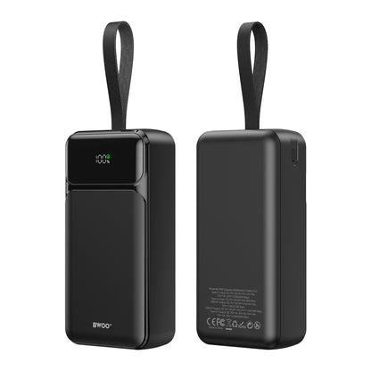 Eksterna baterija BWOO BO-P66, 30000mAh, 65W, QC + PD, 1 x USB-C - 2 x USB-A, Crna