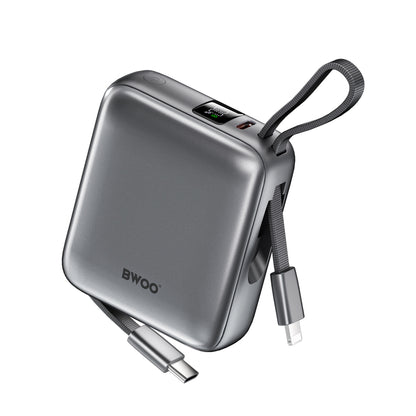 Eksterna baterija BWOO BO-P74, 10000mAh, 22.5W, PD, 1 x Lightning - 2 x USB-C, Crna