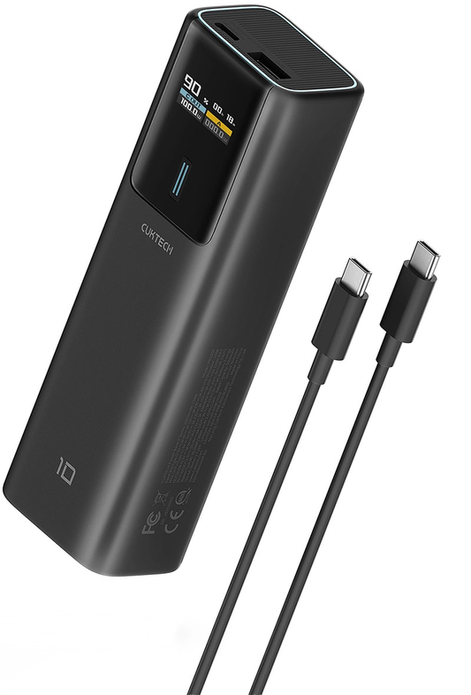 Eksterna baterija Cuktech, 10000mAh, 150W, QC + PD, 1 x USB-A - 1 x USB-C, Crna CKPB100PGLBL
