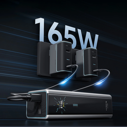 Eksterna baterija Cuktech, 20000mAh, 210W, QC + PD, 1 x USB-A - 2 x USB-C, Siva CKPB200UGLGR