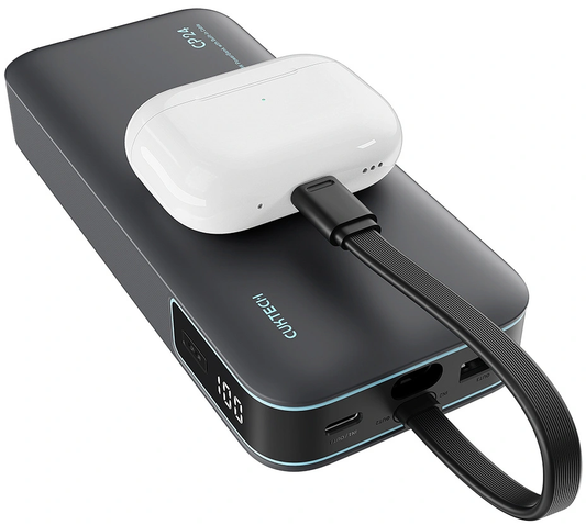 Eksterna baterija Cuktech LPB200N, 20000mAh, 40W, QC + PD, 1 x USB-A - 2 x USB-C, Crna