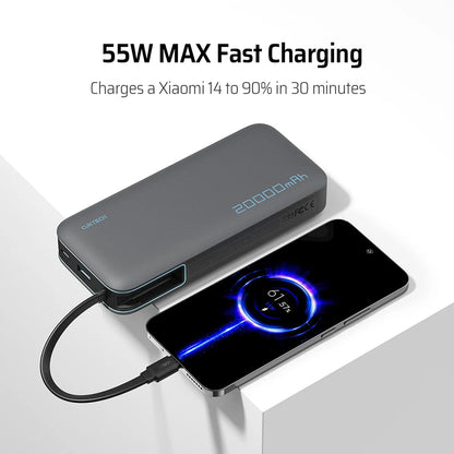 Eksterna baterija Cuktech LPB200N, 20000mAh, 45W, QC + PD, 1 x USB-A - 2 x USB-C, Bela CUKP200NGLLG