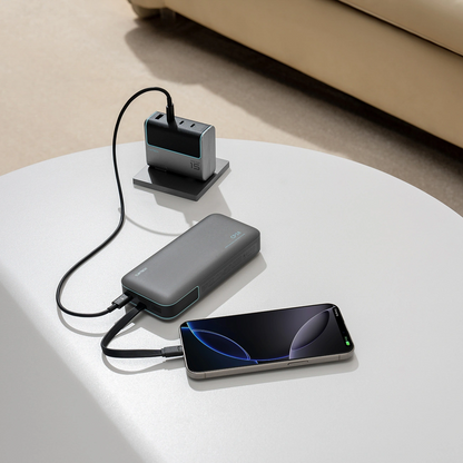 Eksterna baterija Cuktech LPB200N, 20000mAh, 40W, QC + PD, 1 x USB-A - 2 x USB-C, Crna