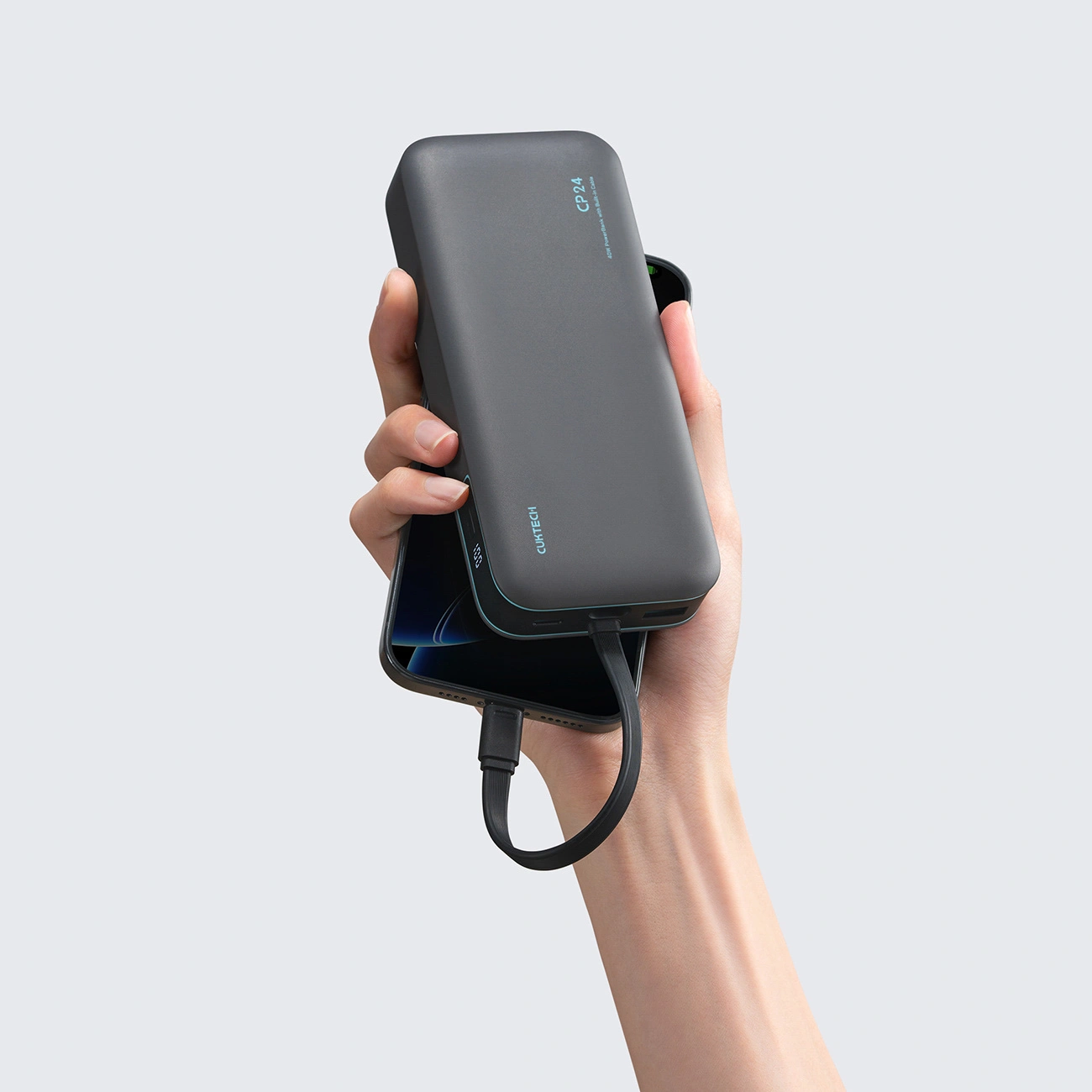 Eksterna baterija Cuktech LPB200N, 20000mAh, 40W, QC + PD, 1 x USB-A - 2 x USB-C, Crna
