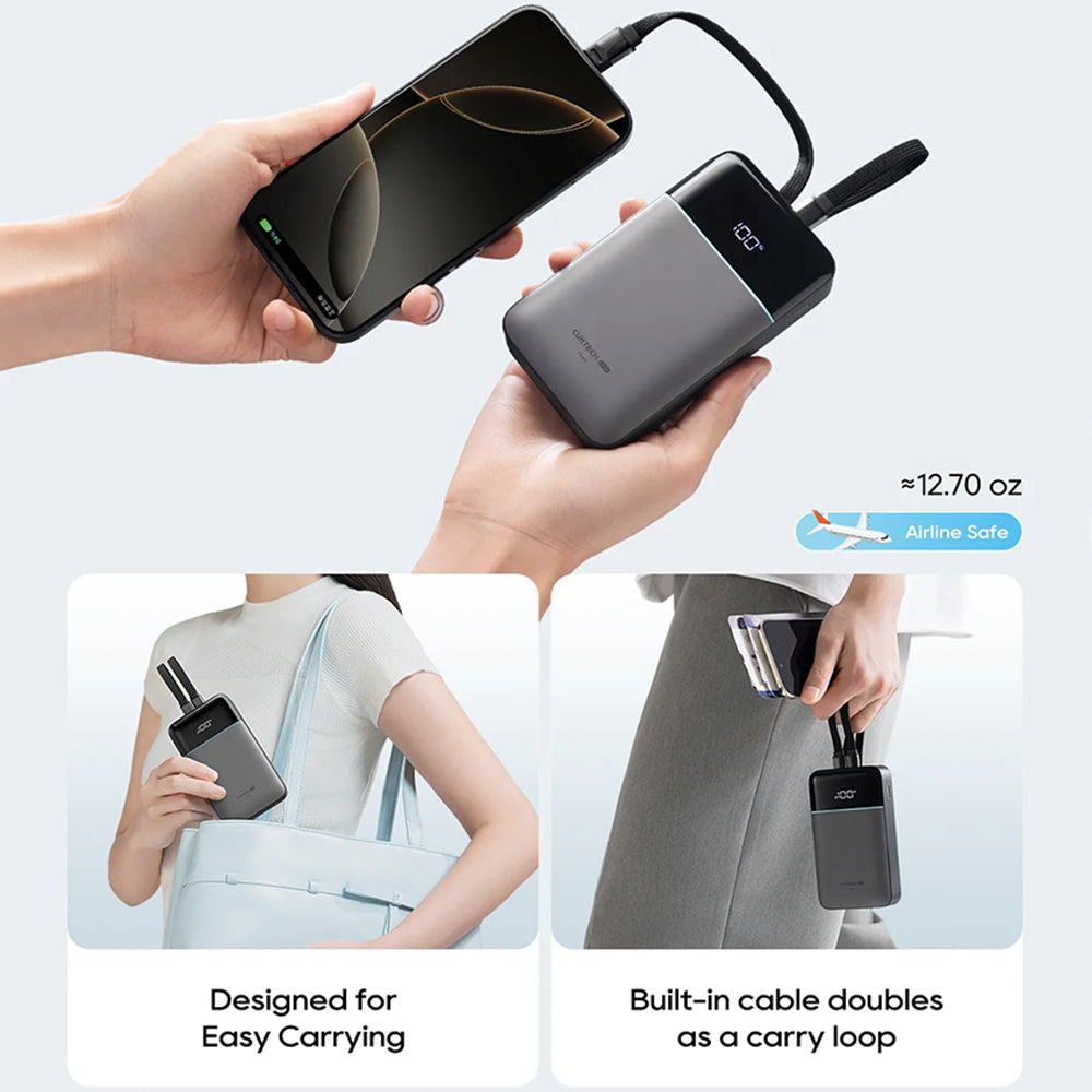 Spoljna baterija Cuktech LPB200NL, 20000mAh, 40W, QC + PD, 1 x Lightning - 1 x USB-A - 2 x USB-C, Siva CKB200NLGLGY