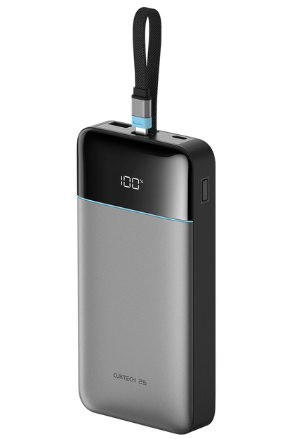 Eksterna baterija Cuktech LPB252N, 25000mAh, 120W, QC + PD, 1 x USB-A - 2 x USB-C, Siva