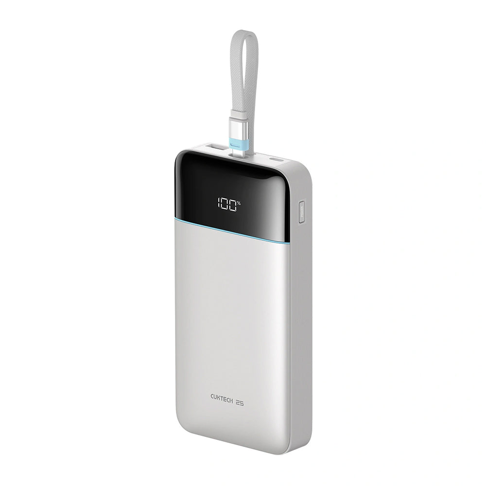 Eksterna baterija Cuktech LPB252N, 25000 mAh, 120 W, QC + PD, 1 x USB-A – 2 x USB-C, bela