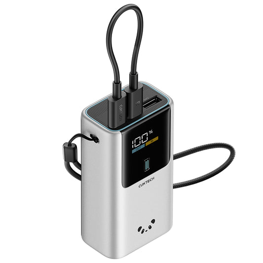 Eksterna baterija Cuktech PB1055, 10000mAh, 55W, QC + PD, 1 x USB-A - 2 x USB-C, Siva CKPB1055GBTG