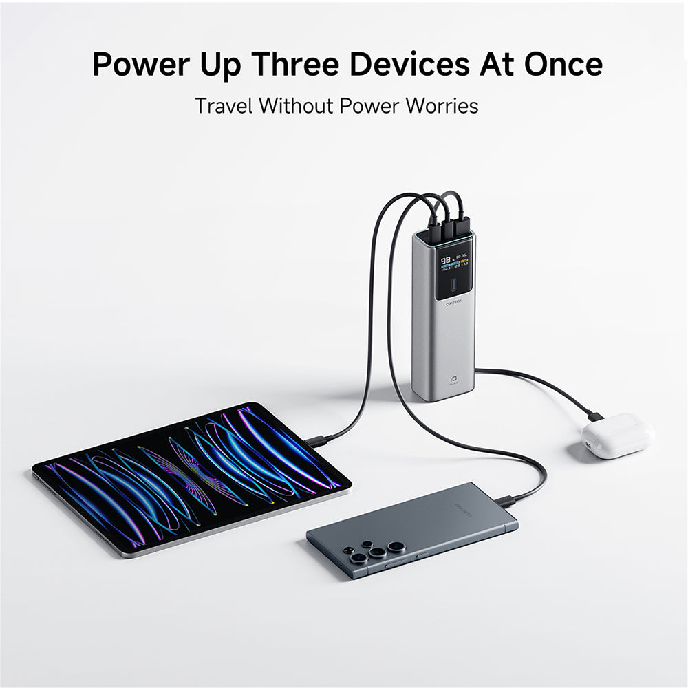 Eksterni punjač Cuktech PB150P, 15000mAh, 120W, QC + PD, 1 x USB-A - 2 x USB-C, Siva CKPB150POSGR