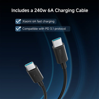 Eksterni punjač Cuktech PB150P, 15000mAh, 120W, QC + PD, 1 x USB-A - 2 x USB-C, Siva CKPB150POSGR