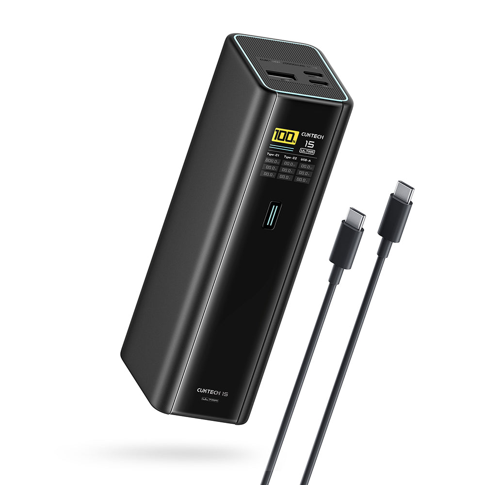 Eksterna baterija Cuktech PB200U, 20000 mAh, 210 W, QC + PD, 1 × USB-A – 2 × USB-C, bela CKPB200UGLGR