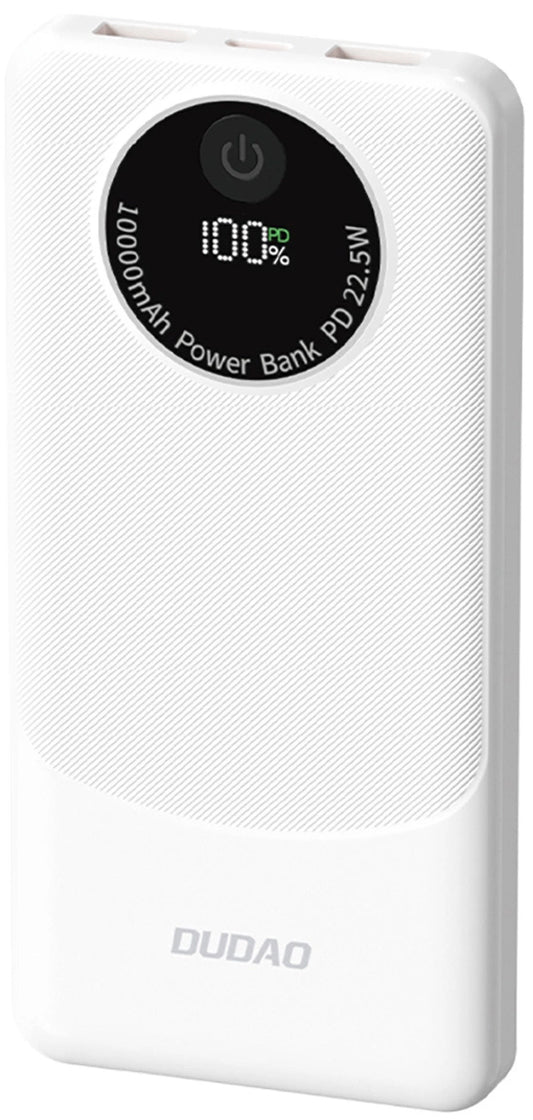 Spoljna baterija Dudao K12, 10000mAh, 22.5W, QC + PD, 1 x USB-C - 2 x USB-A, Bela