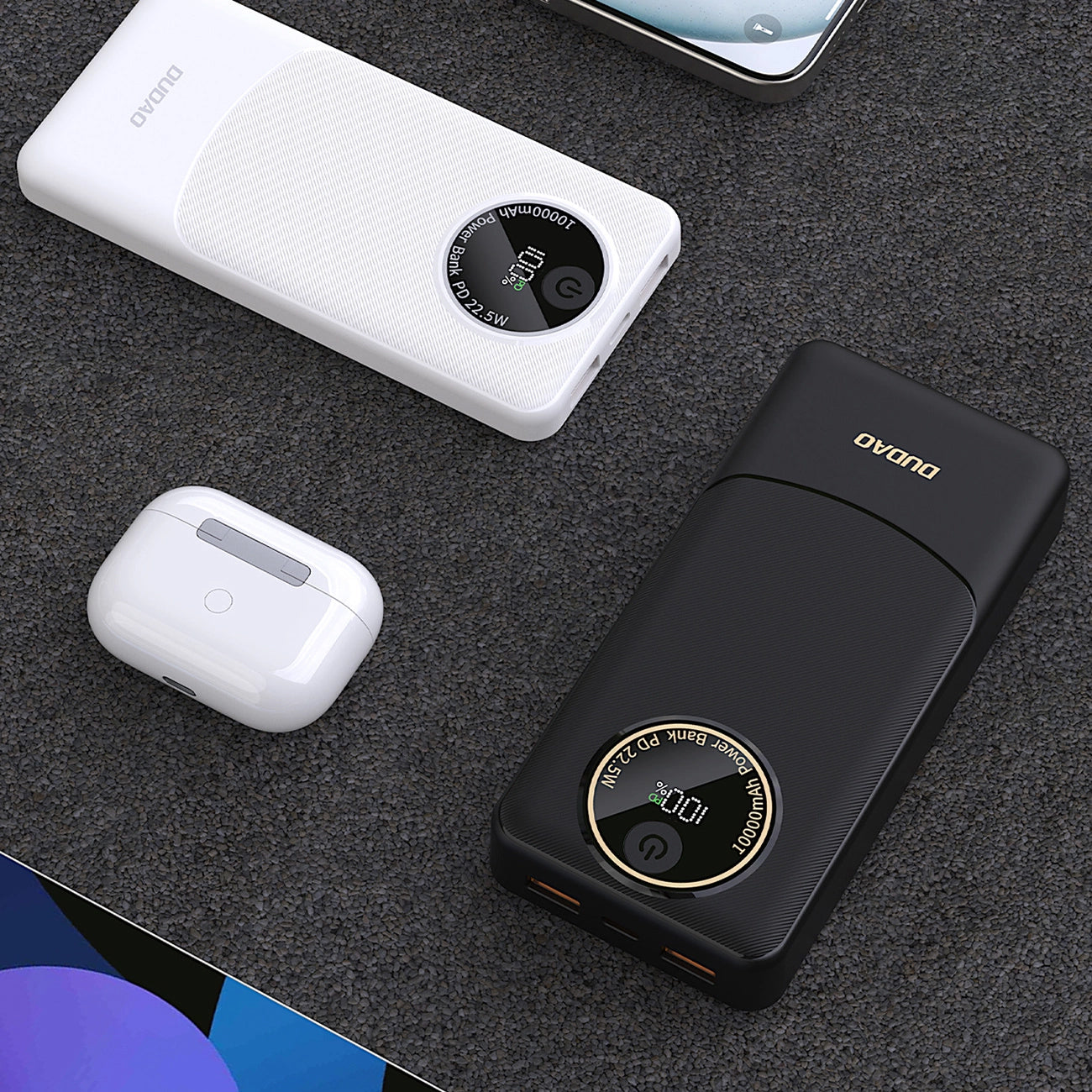 Spoljna baterija Dudao K12, 10000mAh, 22.5W, QC + PD, 1 x USB-C - 2 x USB-A, Bela