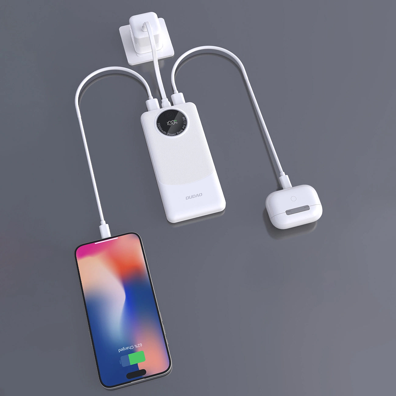 Spoljna baterija Dudao K12, 10000mAh, 22.5W, QC + PD, 1 x USB-C - 2 x USB-A, Crna