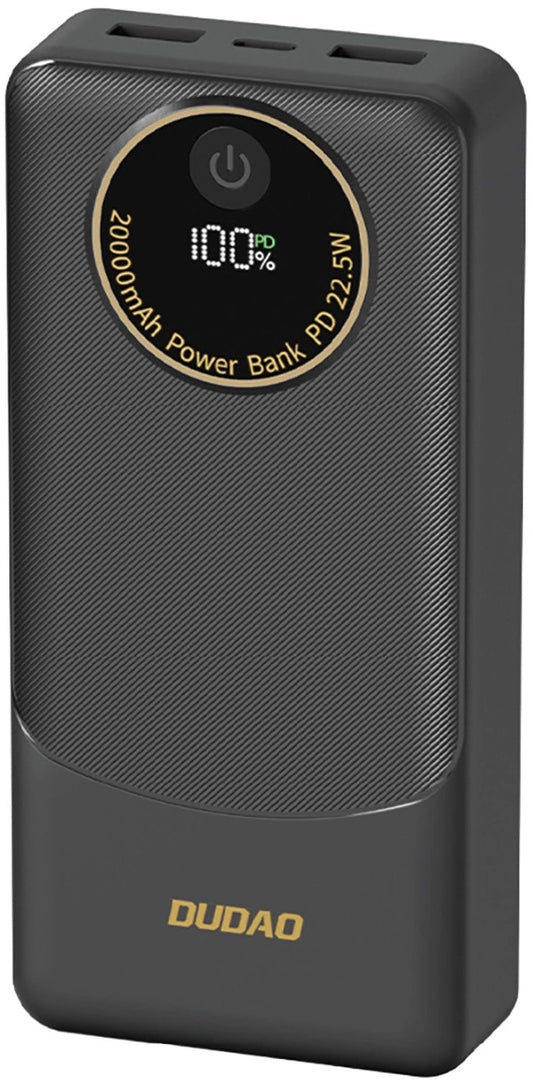 Eksterna baterija Dudao K12Pro, 20000mAh, 22.5W, QC + PD, 1 x USB-C - 2 x USB-A, Crna