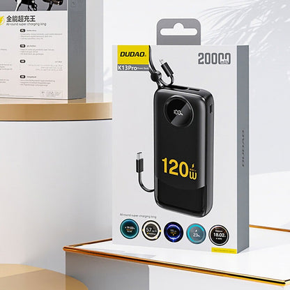 Spoljna baterija Dudao K13, 10000mAh, 22.5W, QC + PD, 1 x Lightning - 1 x USB-A - 2 x USB-C, Crna