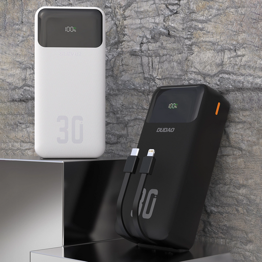 Eksterni punjač Dudao K15MAX, 30000mAh, 22.5W, QC + PD, 1 x USB-A - 2 x Lightning - 2 x USB-C, Crna
