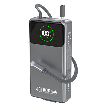 Eksterna baterija Dudao K31 Pro, 20000mAh, 45W, QC + PD, 1 x USB-A - 2 x USB-C, Siva