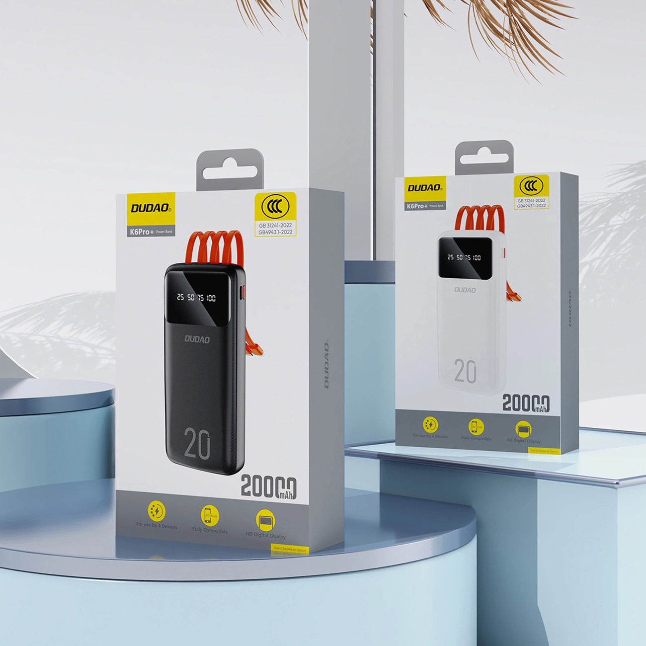 Spoljna baterija Dudao K6Pro+, 20000mAh, 10W, 1 x Lightning - 1 x microUSB - 1 x USB-A - 1 x USB-C, Crna