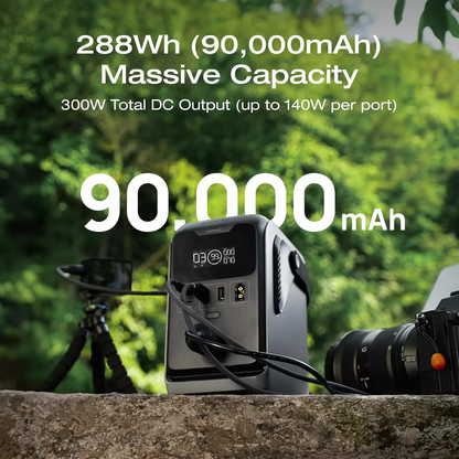Eksterna baterija EcoFlow Trail 300, 90000mAh, 300W, PD, 1 x Produžetak za upaljač - 2 x USB-A - 2 x USB-C, Crna EF-TRAIL300-N