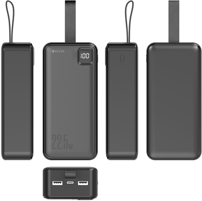 Eksterna baterija Forever TB-300XL, 30000 mAh, 22,5 W, QC + PD, 1 x USB-C – 2 x USB-A, crna