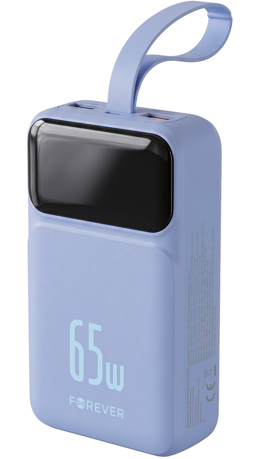 Eksterna baterija Forever Vibe-TB65, 20000mAh, 65W, QC + PD, 2 x USB-A - 2 x USB-C, Plava
