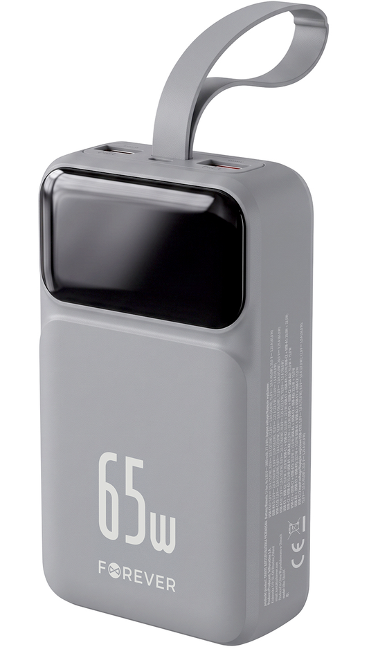 Eksterna baterija Forever Vibe-TB65, 20000mAh, 65W, QC + PD, 2 x USB-A - 2 x USB-C, Siva