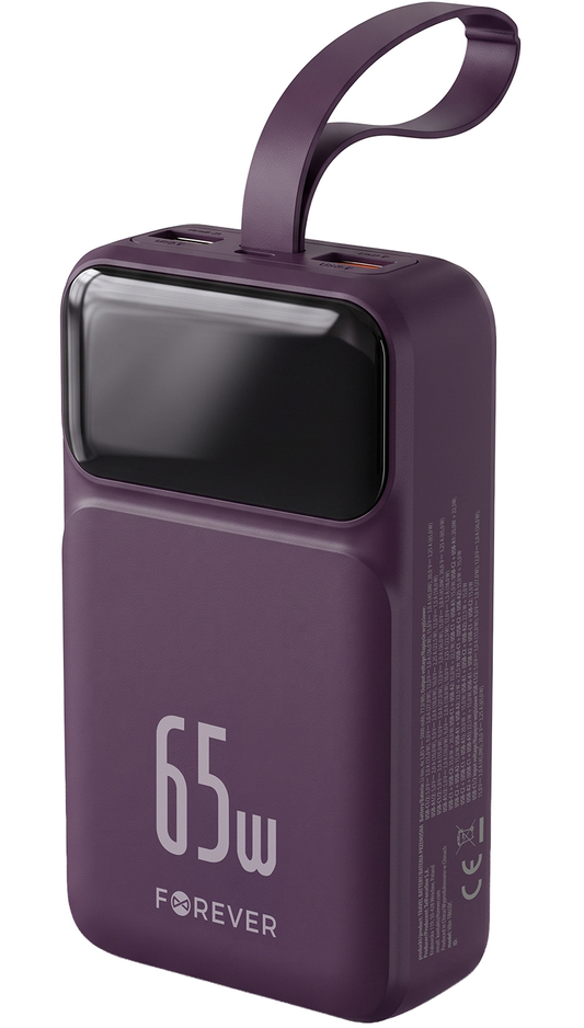 Eksterna baterija Forever Vibe-TB65, 20000mAh, 65W, QC + PD, 2 x USB-A - 2 x USB-C, Bordo